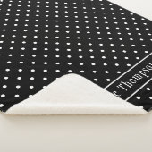 Couverture Sherpa White On Black Polka Dots Pattern With Custom Name (3/4)