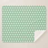 Couverture Sherpa White Polka Dots on Sage Green  (Devant (Horizontal))