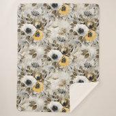 Couverture Sherpa White, yellow anemones on a gray-brown background. (Devant)