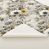 Couverture Sherpa White, yellow anemones on a gray-brown background. (3/4)