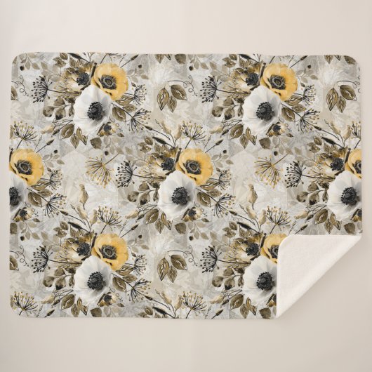 Couverture Sherpa White, yellow anemones on a gray-brown background. (Devant (Horizontal))