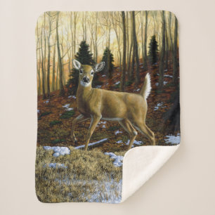 Couverture Sherpa Whitetail Deer Doe dans la forêt d'automne