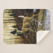 Couverture Sherpa Whitetail Deer Doe dans la forêt d'automne (Devant (Horizontal))