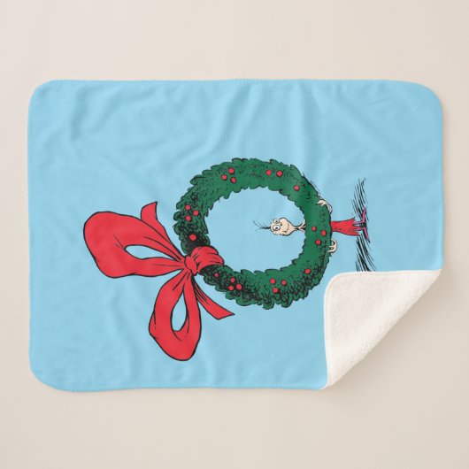 Couverture Sherpa Who Peeking Through Christmas Wreath (Devant (Horizontal))