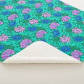 Couverture Sherpa William Morris Chrysanthèmes, Aqua et Violet (3/4)