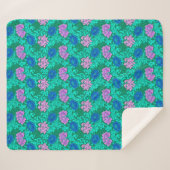 Couverture Sherpa William Morris Chrysanthèmes, Aqua et Violet (Devant (Horizontal))