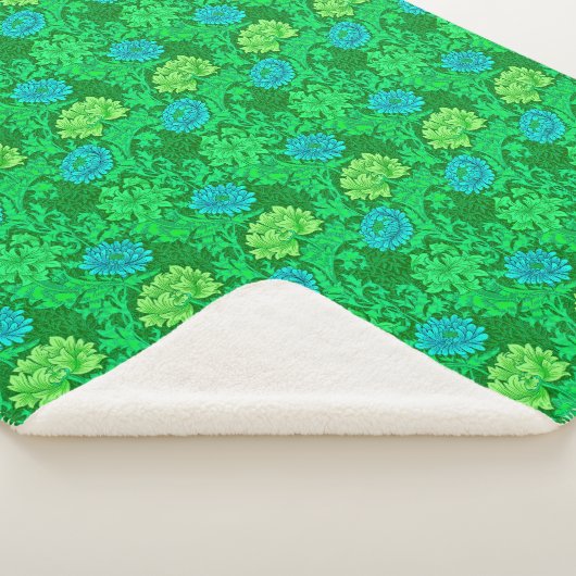Couverture Sherpa William Morris Chrysanthemums, Lime Green & Aqua (3/4)