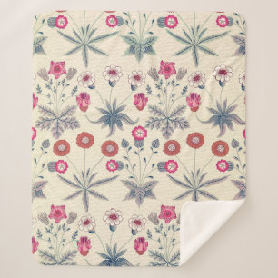 Couverture Sherpa William Morris Daisy Motif floral Orange rouge