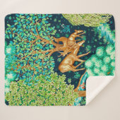 Couverture Sherpa William Morris Deer par une Tapisserie Brook Impri (Devant (Horizontal))