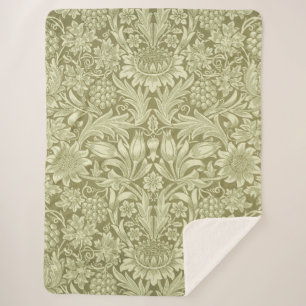 Couverture Sherpa William Morris Fleur verte tournesol