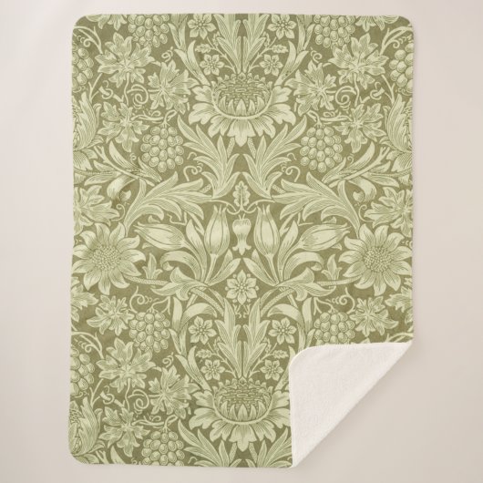 Couverture Sherpa William Morris Fleur verte tournesol (Devant)