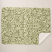 Couverture Sherpa William Morris Fleur verte tournesol (Devant (Horizontal))