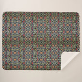 Couverture Sherpa William Morris Fleurs Feuillage Vert Jaune Rouge R (Devant (Horizontal))