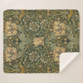 Couverture Sherpa William Morris Honeysuckle Vert Floral (Devant (Horizontal))