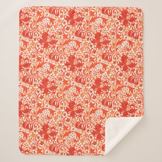 Couverture Sherpa William Morris Iris et Lily, Mandarin Orange (Devant)