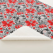 Couverture Sherpa William Morris Iris et Lily, noir, blanc et rouge (3/4)
