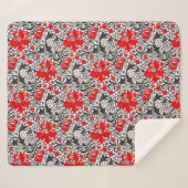 Couverture Sherpa William Morris Iris et Lily, noir, blanc et rouge (Devant (Horizontal))