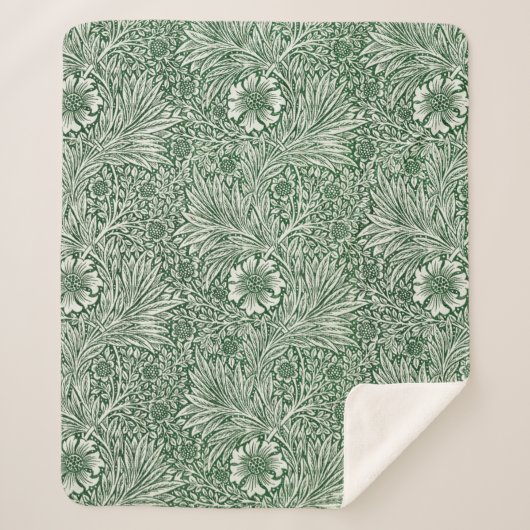 Couverture Sherpa william morris marigold fleurs vertes (Devant)