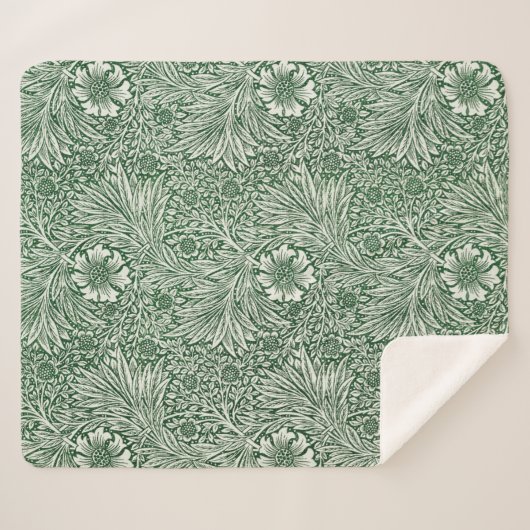 Couverture Sherpa william morris marigold fleurs vertes (Devant (Horizontal))