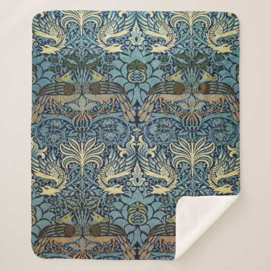 Couverture Sherpa William Morris Peacock and Dragon Woven Design (Devant)