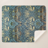 Couverture Sherpa William Morris Peacock and Dragon Woven Design (Devant (Horizontal))