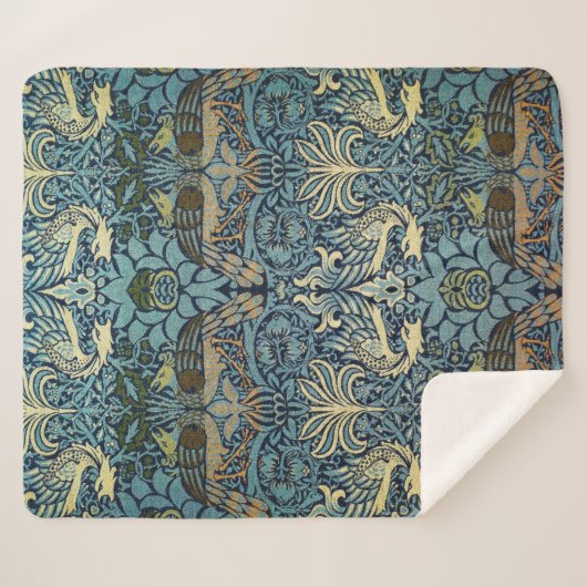 Couverture Sherpa William Morris Peacock and Dragon Woven Design (Devant (Horizontal))