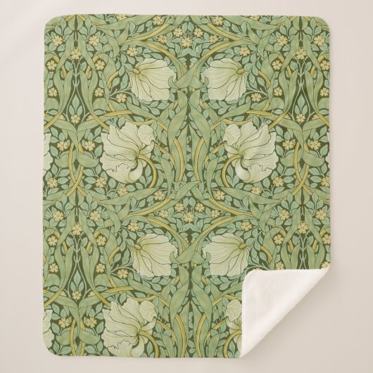 Couverture Sherpa William Morris Pimpernel Fond d'écran bleu Floral (Devant)