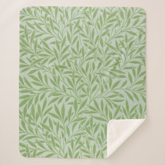 Couverture Sherpa William Morris Saule Fleur Classique Vert (Devant)