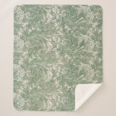 Couverture Sherpa William Morris tulip fond textile vert (Devant)