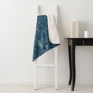 Couverture Sherpa William Morris Vintage Bird Folid Blue
