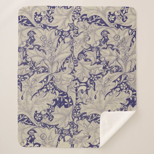 Couverture Sherpa William Morris Wallflower bleu damas floral (Devant)
