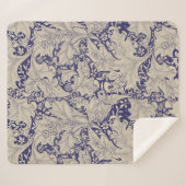 Couverture Sherpa William Morris Wallflower bleu damas floral (Devant (Horizontal))