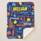 Couverture Sherpa William nom personnalisé pixel jeu bleu graphique (Devant)