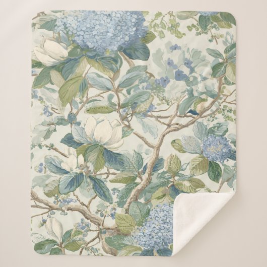 Couverture Sherpa Willow Little Magnolia Wallpaper Floral Coastal  (Devant)