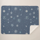 Couverture Sherpa Winter Blue Silver Snowflakes Christmas (Devant (Horizontal))