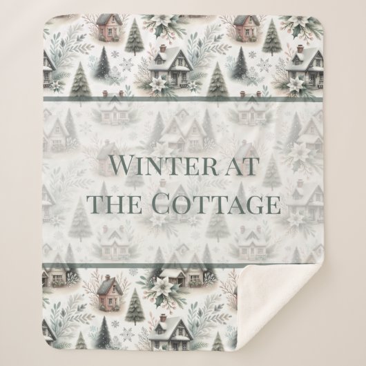 Couverture Sherpa Winter Cottage Snowfall Words (Devant)