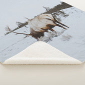 COUVERTURE SHERPA WINTER LANDSCAPE WITH A DEER (3/4)