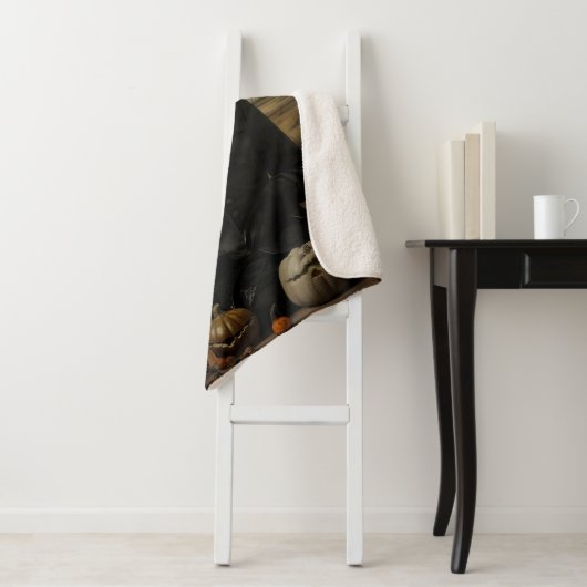 Couverture Sherpa Witch Cat with Pumpkins (En situation)