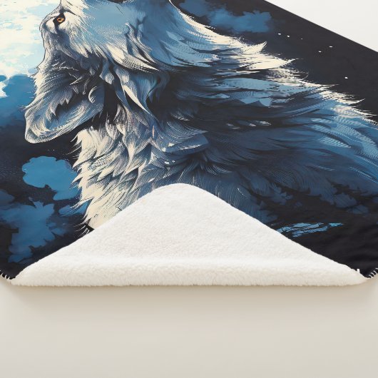 Couverture Sherpa Wolf Howling à la Lune (3/4)