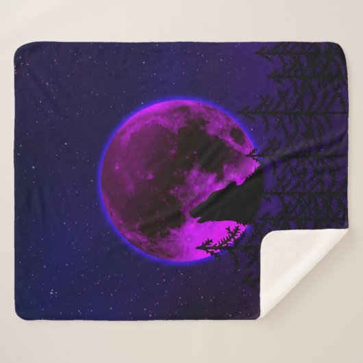 COUVERTURE SHERPA WOLF HOWLING LUNE MAGENTA (Devant (Horizontal))