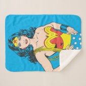 Couverture Sherpa Wonder Woman | Pose Vintage avec Lasso (Devant (Horizontal))