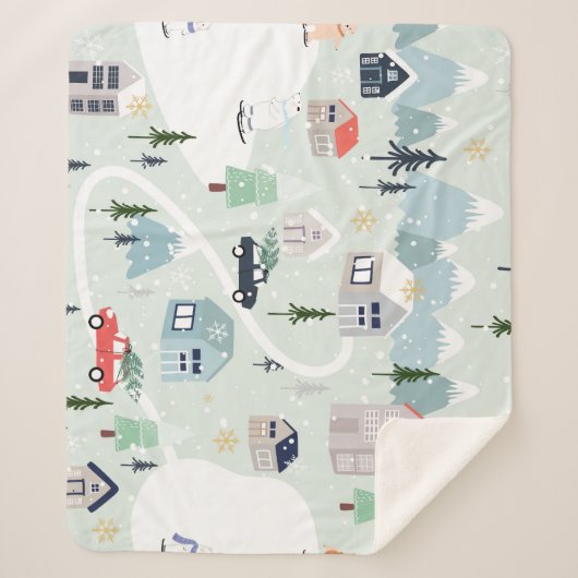 Couverture Sherpa Wonderland d'hiver : Ours polaire Noël (Devant)