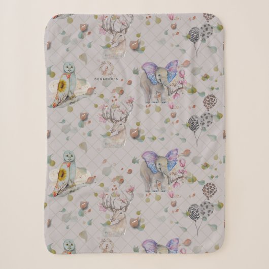 Couverture Sherpa Woodland thème bébé (Devant)