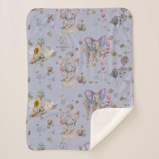 Couverture Sherpa Woodland thème bébé (Devant)