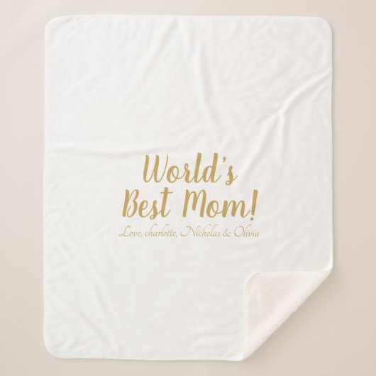 Couverture Sherpa World’s Best Mom gold custom script mignon (Devant)