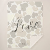 Couverture Sherpa Wrapped in Love | Neutral Heart Pattern  (Devant)