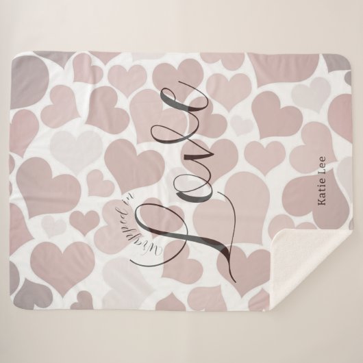 Couverture Sherpa Wrapped in Love | Pink Purple Heart Pattern  (Devant (Horizontal))