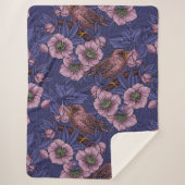 Couverture Sherpa Wren et hellebore, violet et rose (Devant)