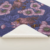 Couverture Sherpa Wren et hellebore, violet et rose (3/4)