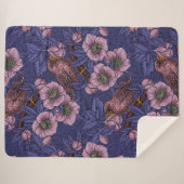 Couverture Sherpa Wren et hellebore, violet et rose (Devant (Horizontal))